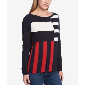 tommy hilfiger cotton mixed strip sweater